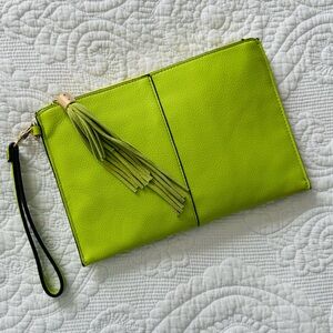 INC International Concepts Vibrant Green Clutch with Tassel